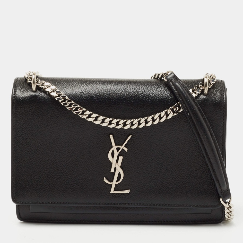 Ysl saint Laurent black small textured leather Kate bag
